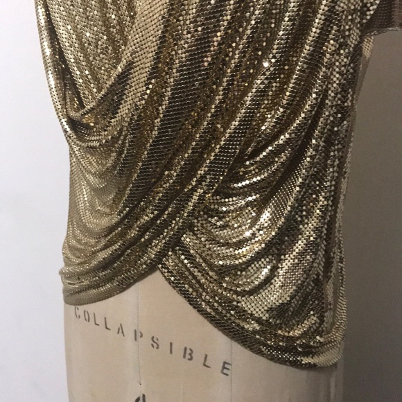 Whiting & Davis gold metal mesh Top Vtg - Picture 3 of 8